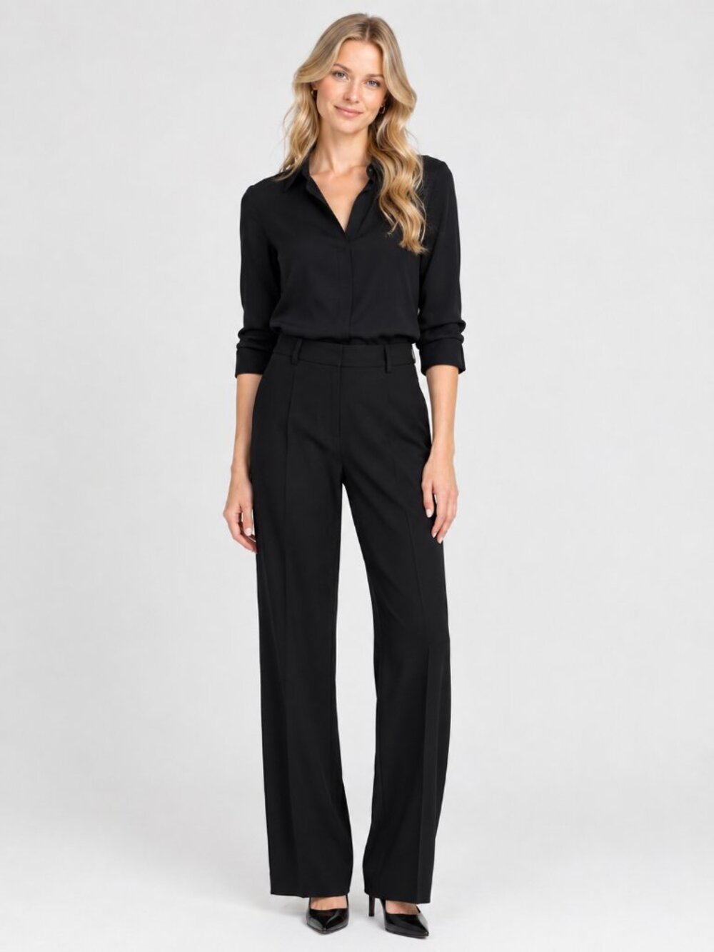 TAHARI Arthur S. Levine High Rise Pleated Slack Pant Black 10 #A4455